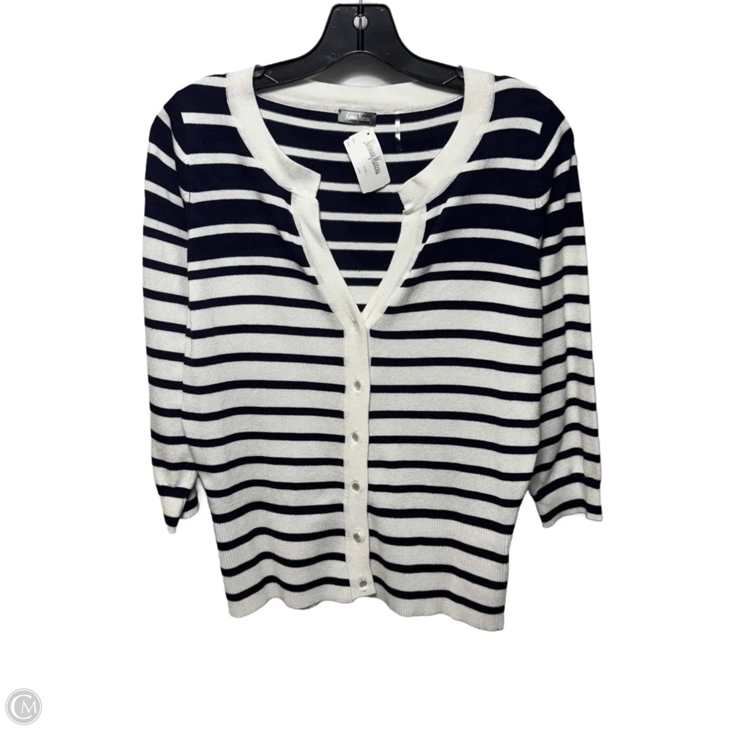 Sweater Cardigan Designer By Neiman Marcus In Striped Pattern, Size: M