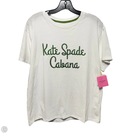 Sequin Cabaa Top Short Sleeve Designer By Kate Spade In Green & White, Size: L