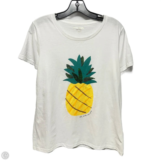 Pineapple Top Short Sleeve Designer By Kate Spade In White, Size: L