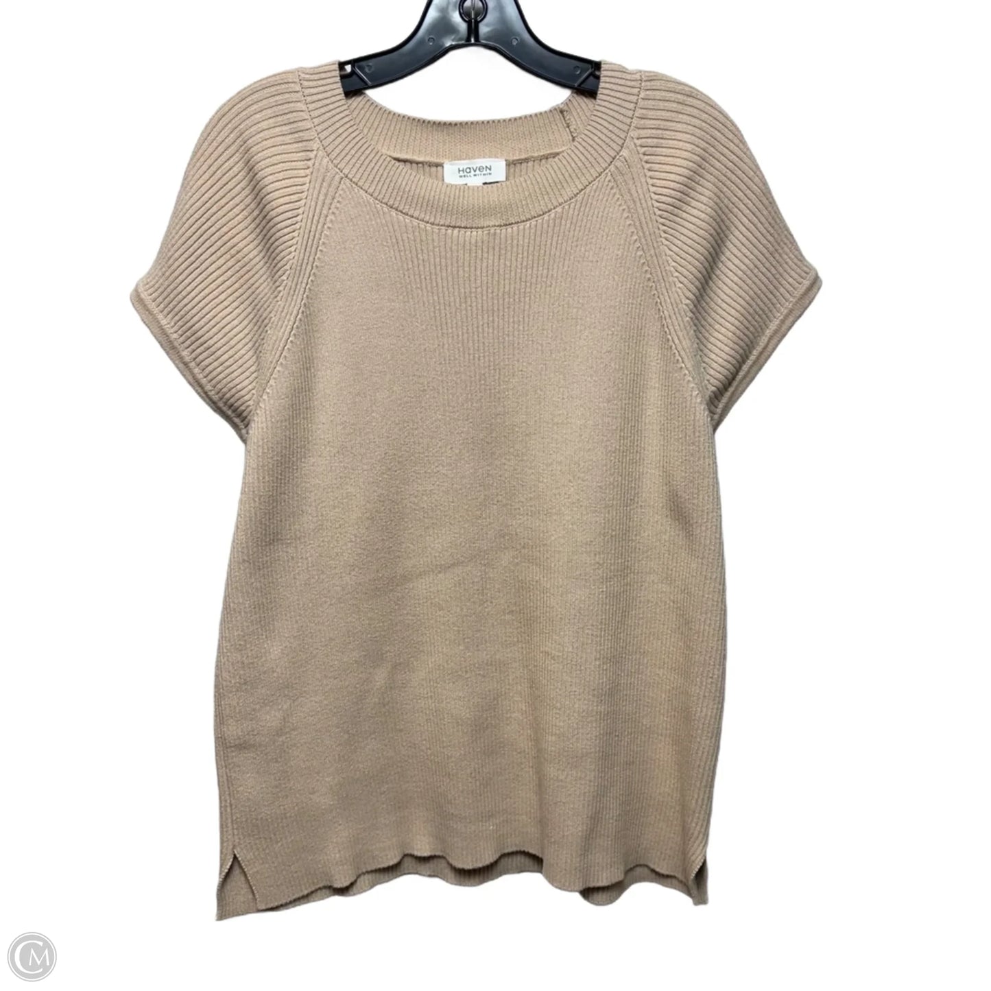 Sweater Short Sleeve By Haven In Tan, Size: L