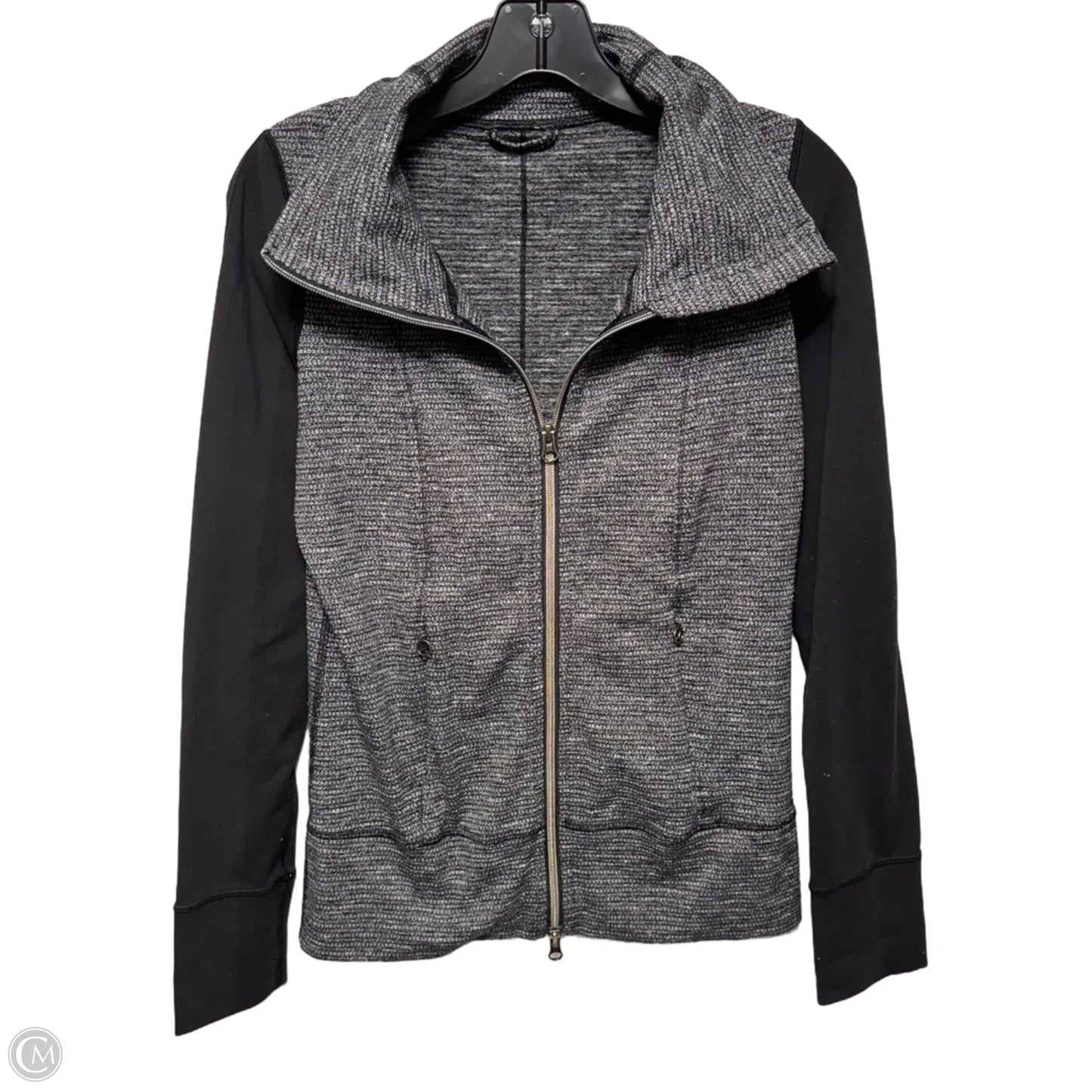 Athletic Jacket By Lululemon In Black & Grey, Size: M