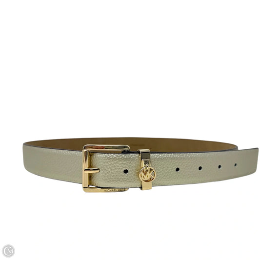 Metallic Leather Logo Belt By Michael By Michael Kors, Size: Medium