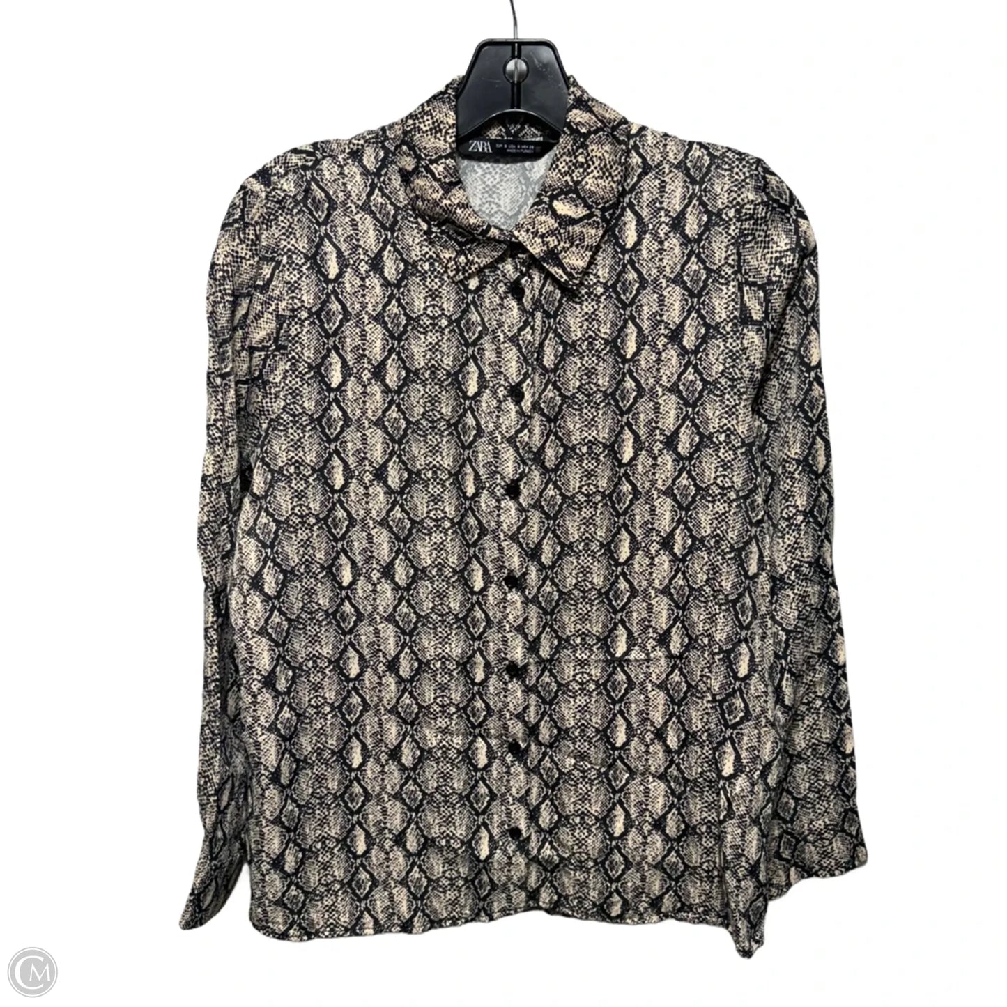 Top Long Sleeve By Zara In Snakeskin Print, Size: S