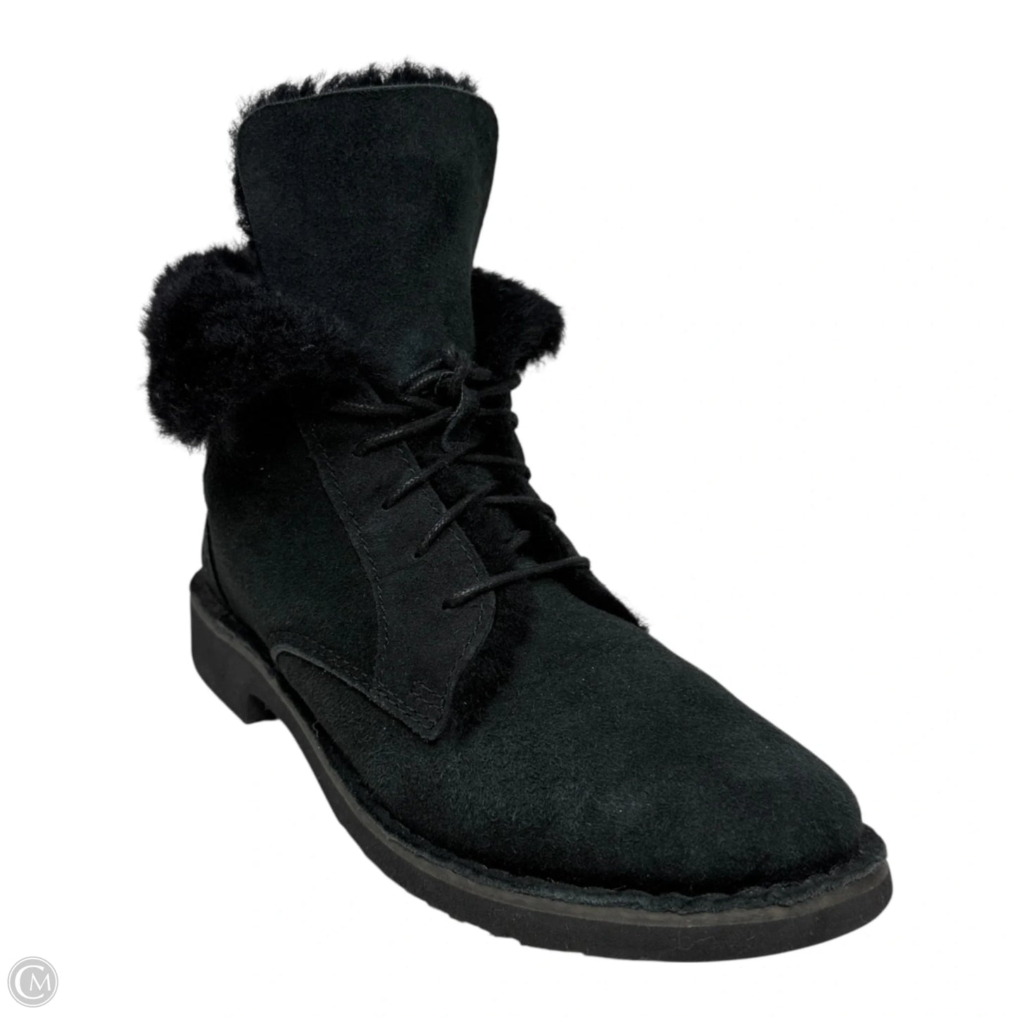 Quincy Lace Up Boots Designer By Ugg In Black, Size: 7