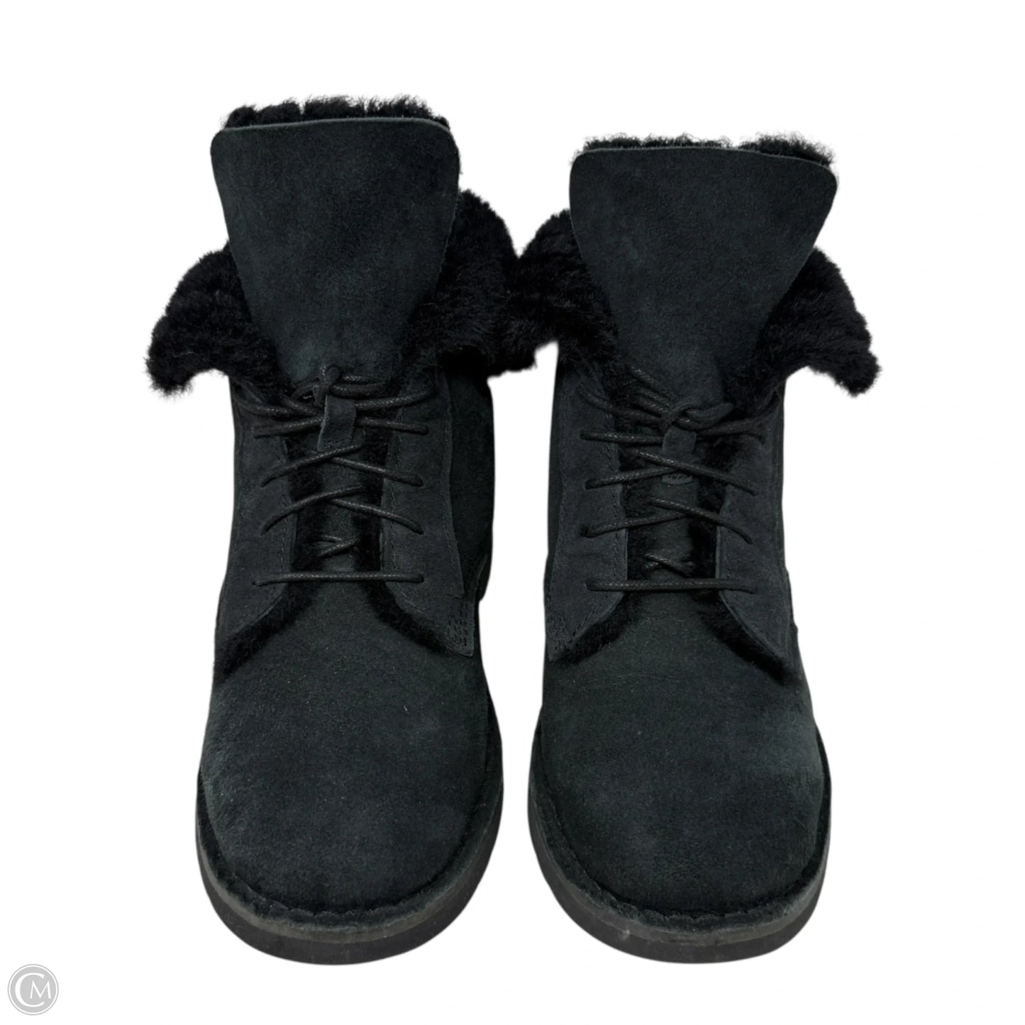 Quincy Lace Up Boots Designer By Ugg In Black, Size: 7