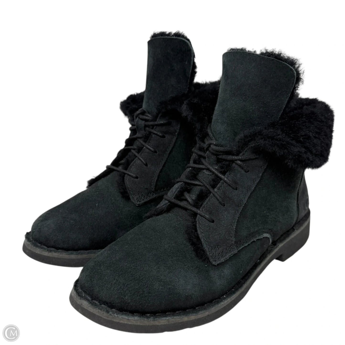 Quincy Lace Up Boots Designer By Ugg In Black, Size: 7