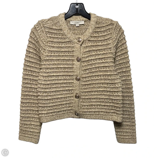 Sweater Cardigan By Loft In Tan, Size: S