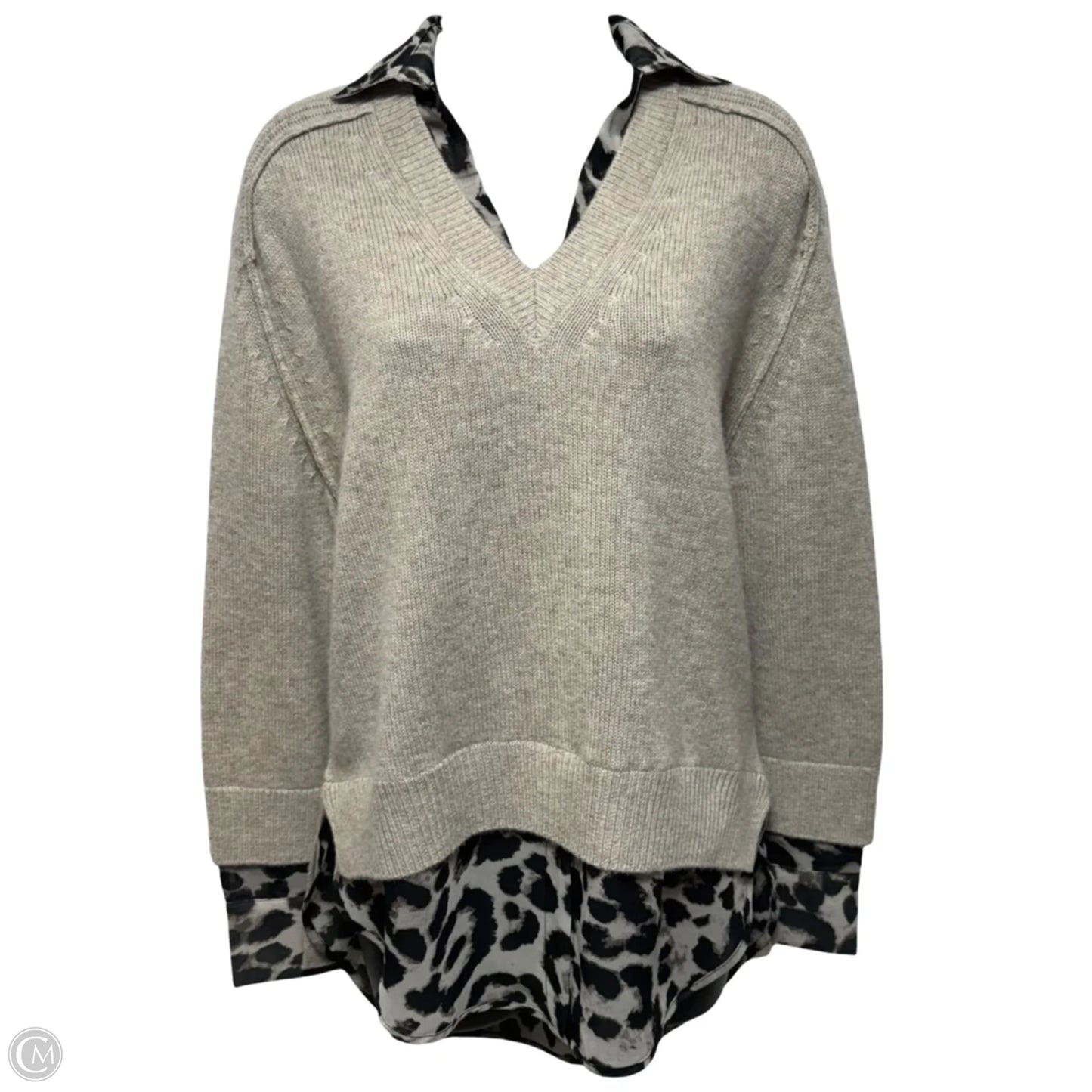 The Looker Layered Cashmere/Wool V Neck Sweater By Brochu Walker In Taupe, Size: XS