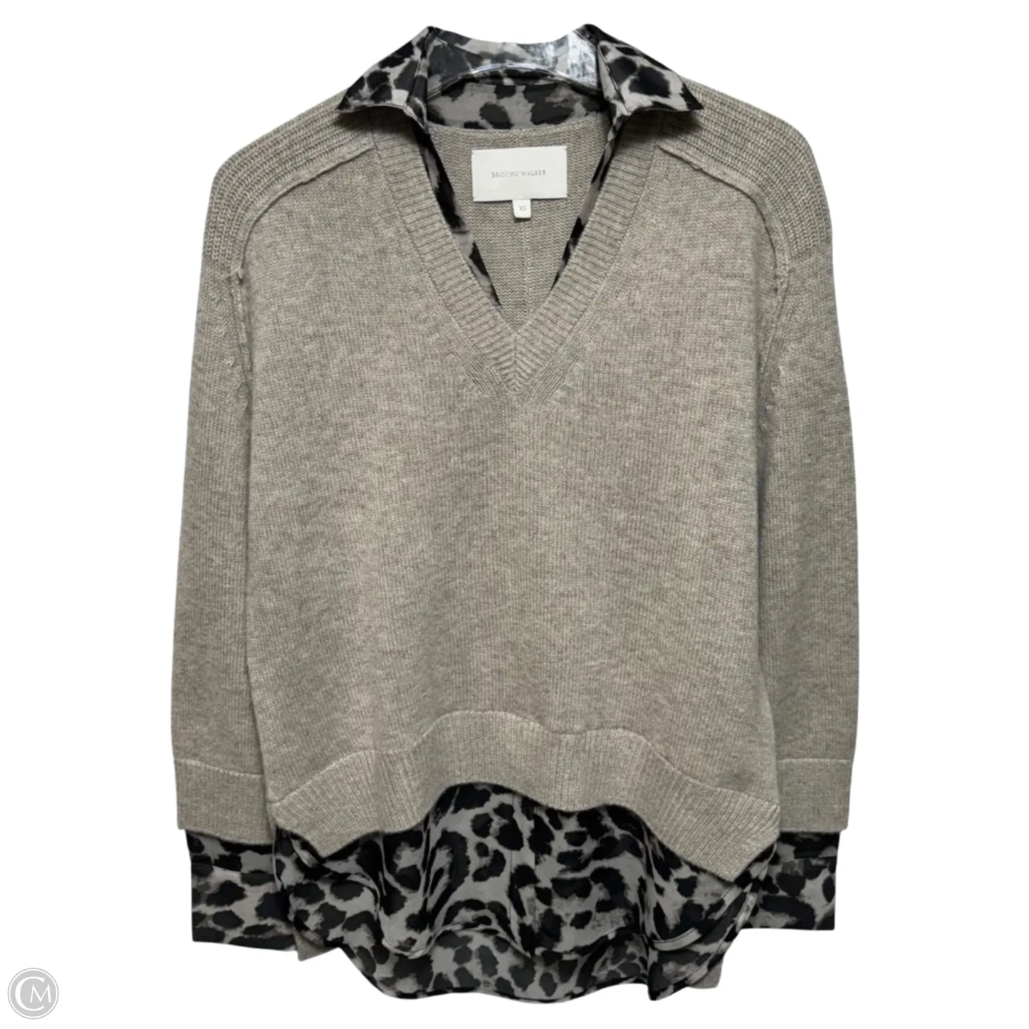 The Looker Layered Cashmere/Wool V Neck Sweater By Brochu Walker In Taupe, Size: XS