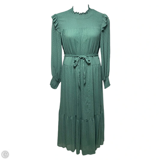 Swiss Dot Smocked Maxi Dress By English Factory In Green, Size: M
