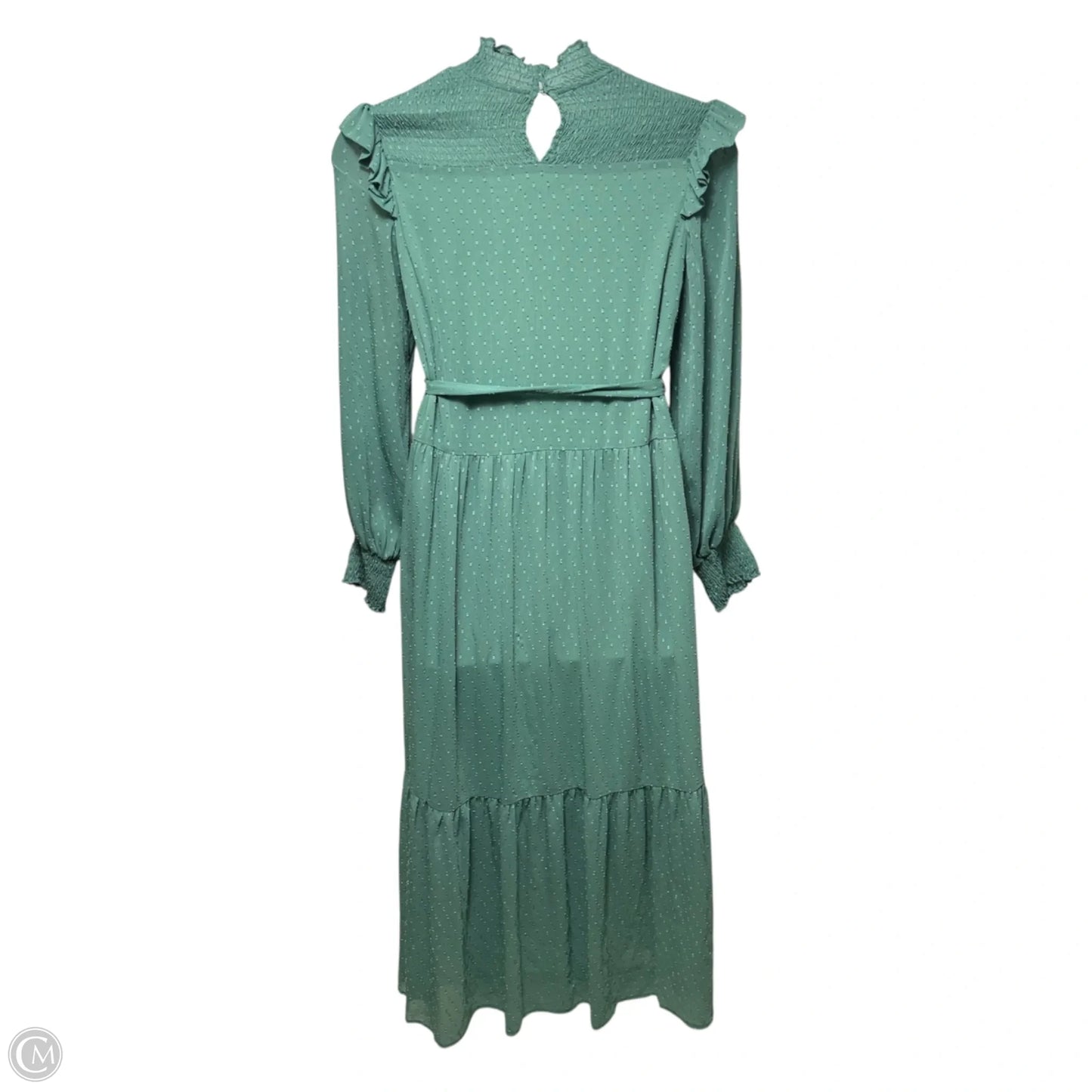 Swiss Dot Smocked Maxi Dress By English Factory In Green, Size: M