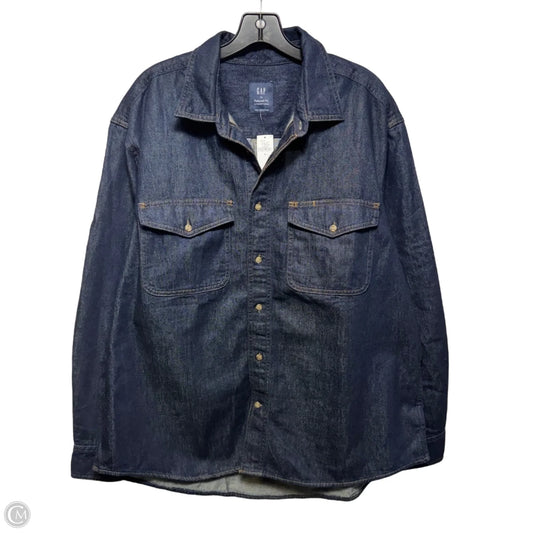 Jacket Shirt By Gap In Blue Denim, Size: Xl