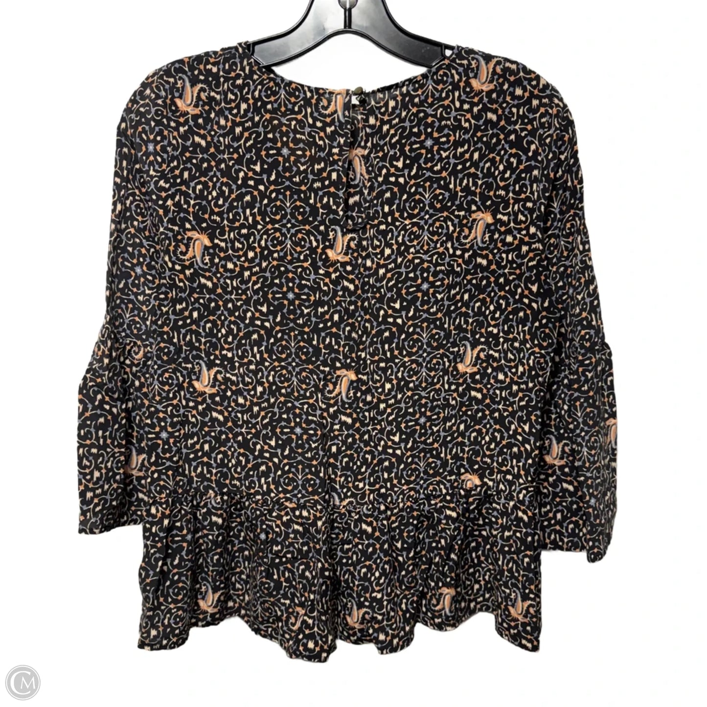 Top 3/4 Sleeve By Madewell In Black & Orange, Size: S