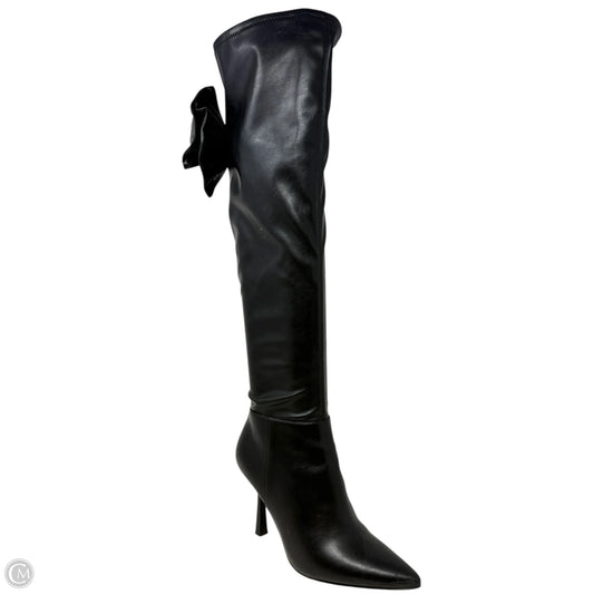 Delilah Bow Back Stretch OTK Boots By Gianni Bini In Black, Size: 7.5