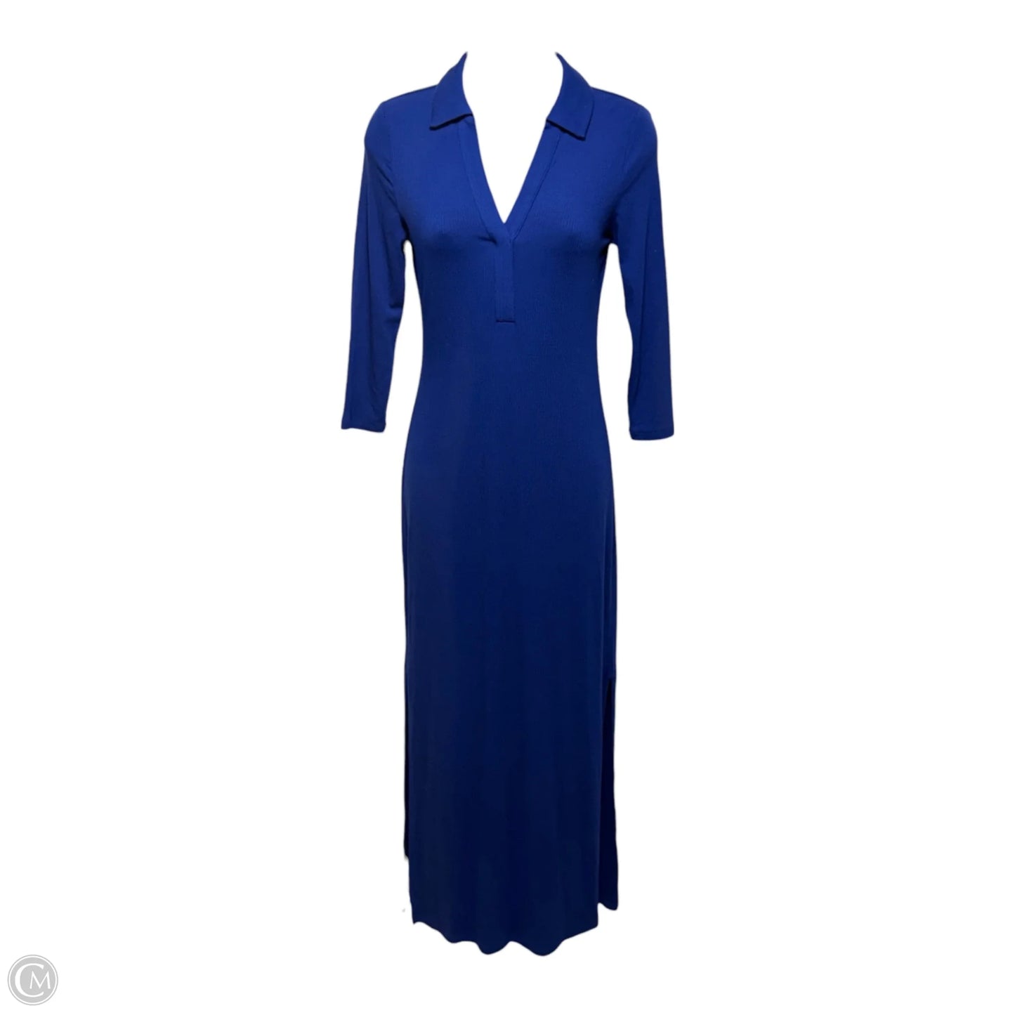 Ollie 3/4 Sleeve Maxi Polo Dress Designer By Lilly Pulitzer In Blue Med, Size: Xxs