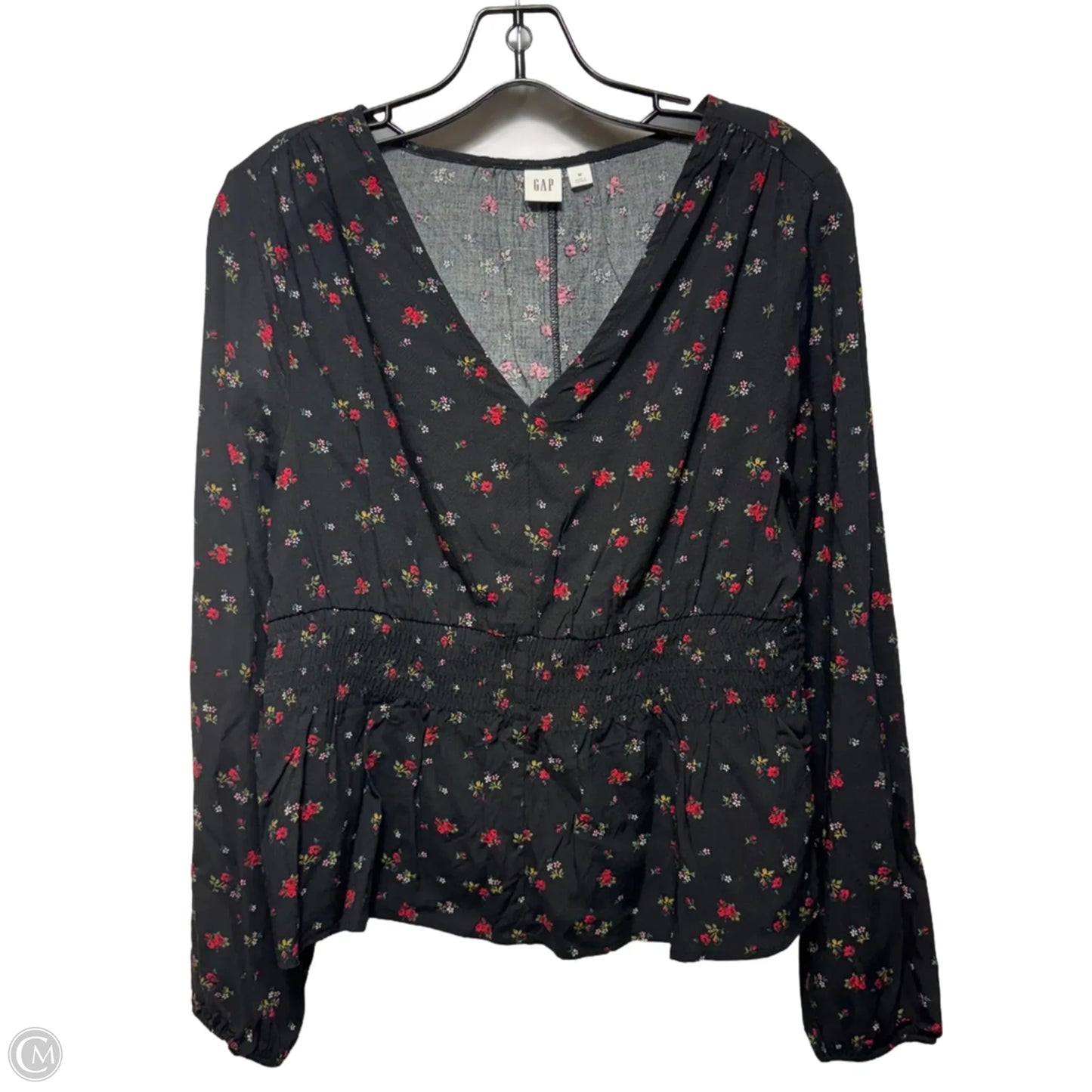 Smocked Waist Top Long Sleeve By Gap In Floral Print, Size: M