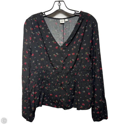 Smocked Waist Top Long Sleeve By Gap In Floral Print, Size: M