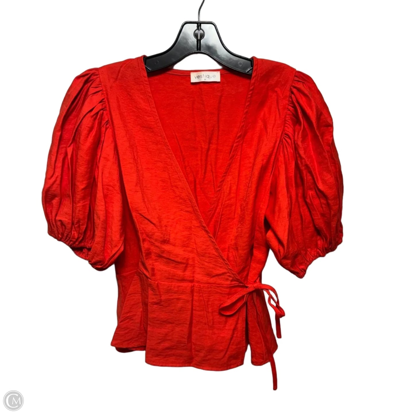 Wrap Top Short Sleeve By Vestique In Orange, Size: M