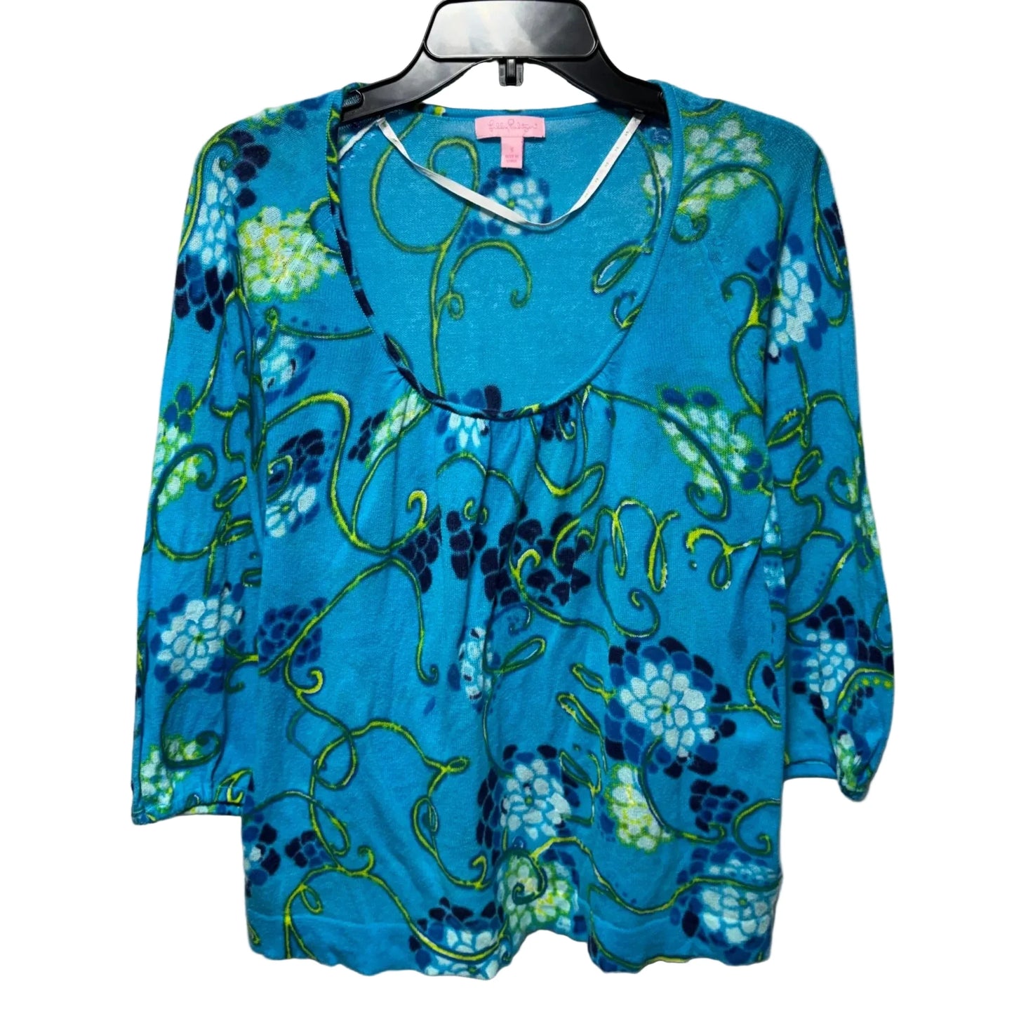 Scoop Neck Tunic Sweater Designer By Lilly Pulitzer In Blue & Green, Size: S