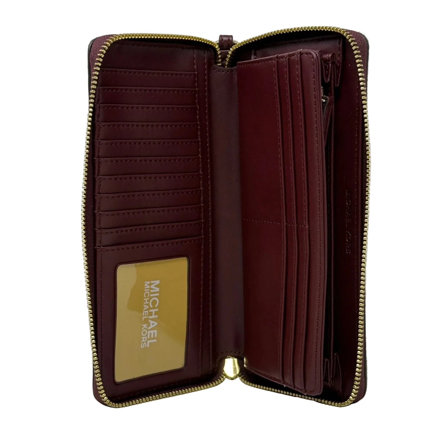 Jet Set Travel Continental Wallet in Oxblood Leopard Print Calf Hair By Michael By Michael Kors, Size: Large