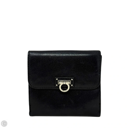 Gancini Leather Compact Wallet Luxury Designer By Ferragamo, Size: Medium