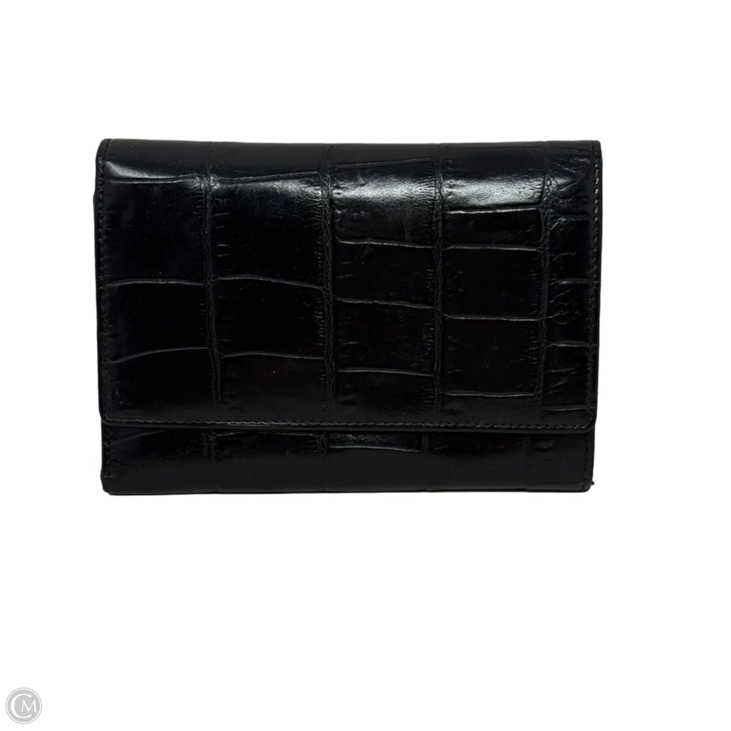 Trifold Croc Embossed Leather Wallet By Monsac, Size: Medium