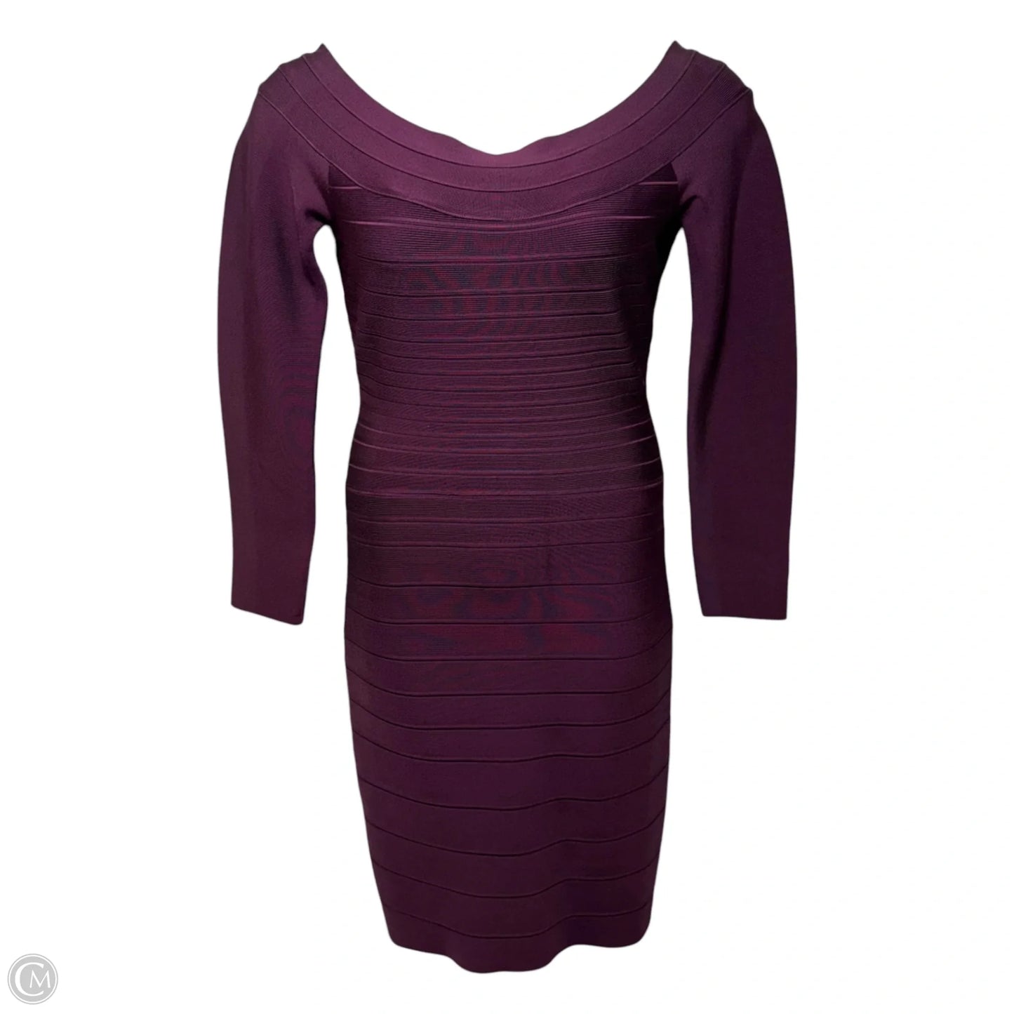 Candice Bandage Midi Dress Luxury Designer By Herve Leger In Bordeaux, Size: L