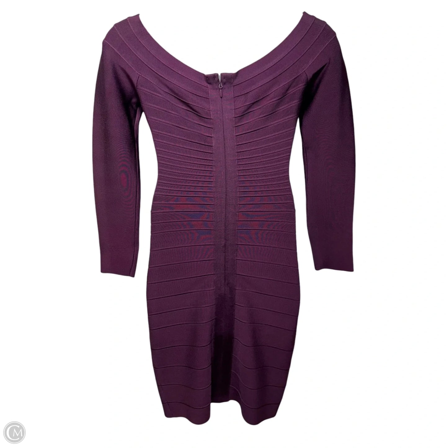 Candice Bandage Midi Dress Luxury Designer By Herve Leger In Bordeaux, Size: L