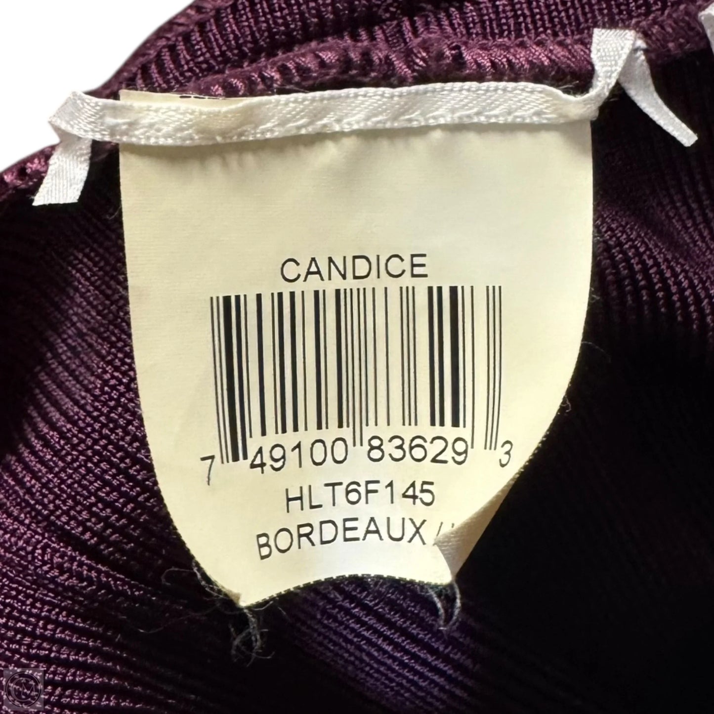 Candice Bandage Midi Dress Luxury Designer By Herve Leger In Bordeaux, Size: L