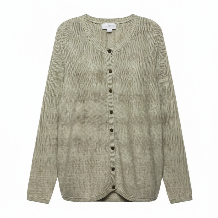 Plus Size Cardigan Sweater By CJ Banks In Green, Size: 3X