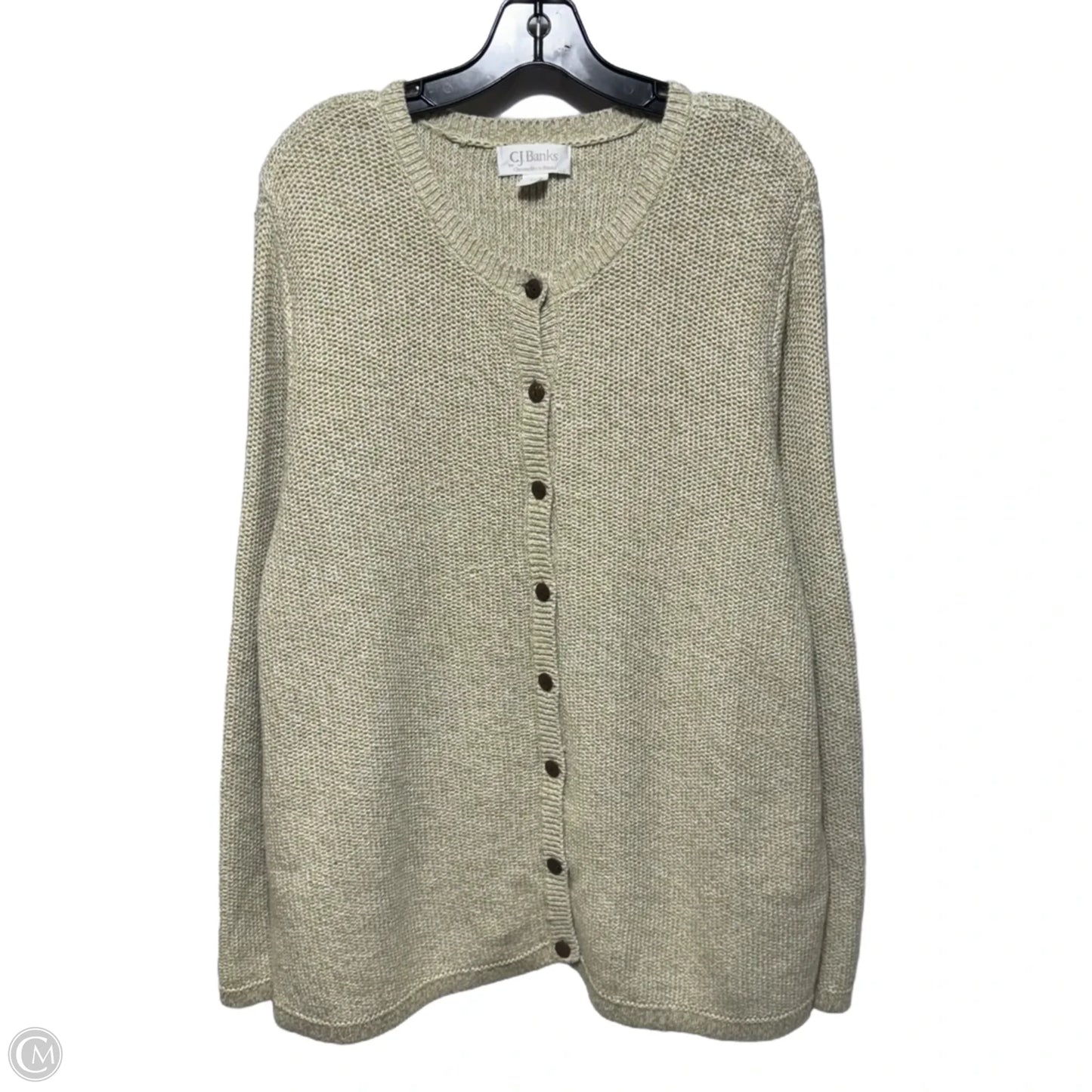 Plus Size Cardigan Sweater By CJ Banks In Green, Size: 3X