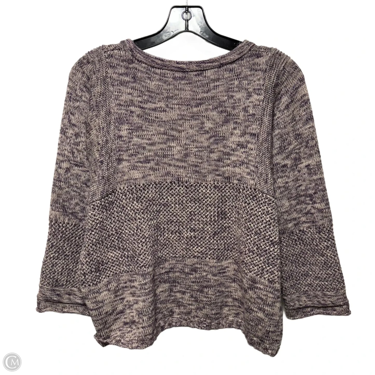 Cotton Merino Wool Blend Sweater Designer By Lafayette 148 In Grey & Purple, Size: M