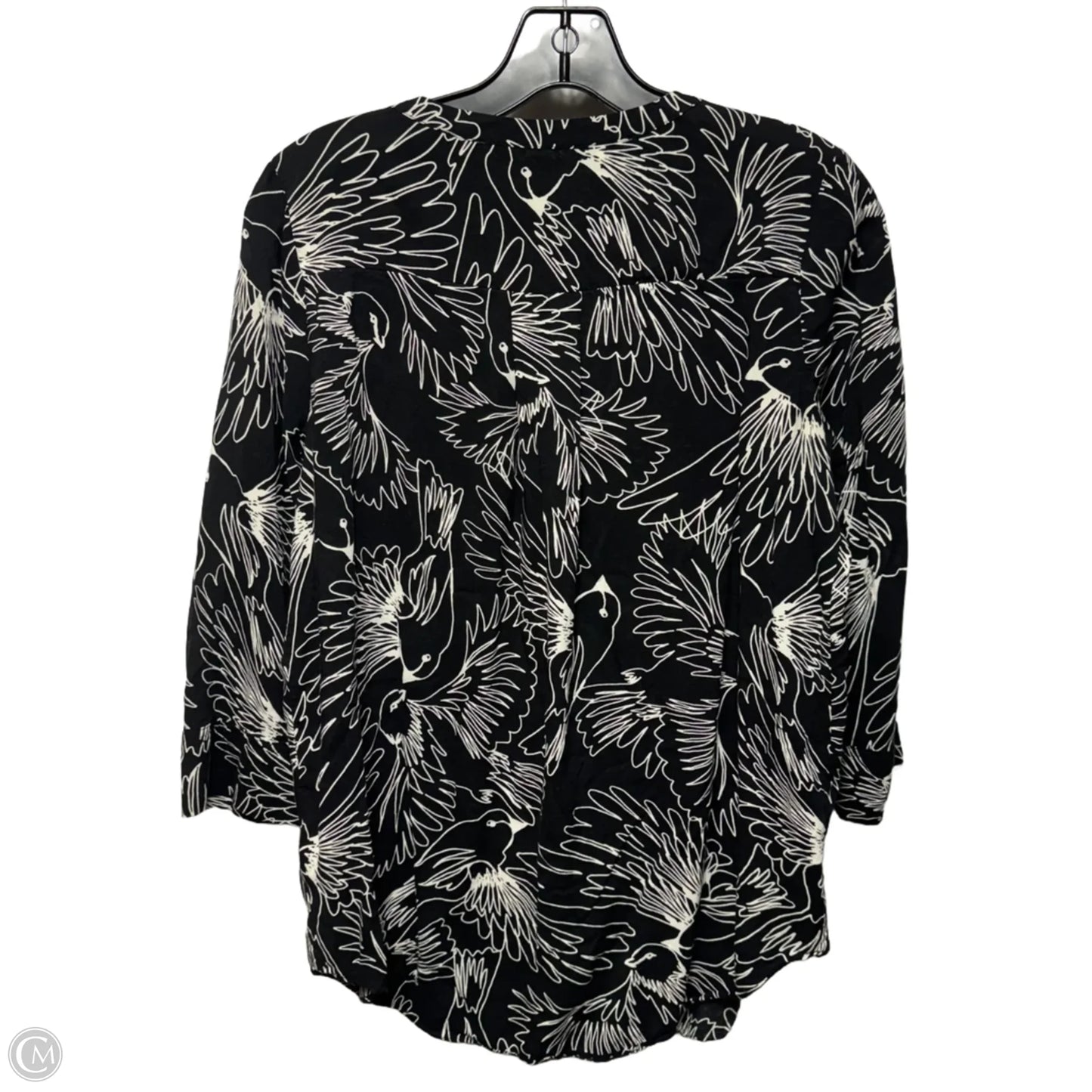 Bird Print Blouse By Maeve In Black & White, Size: 4
