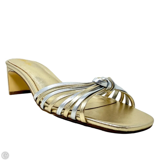 Cora Metallic Leather Mule Sandals Designer By Lilly Pulitzer In Gold & Silver, Size: 8