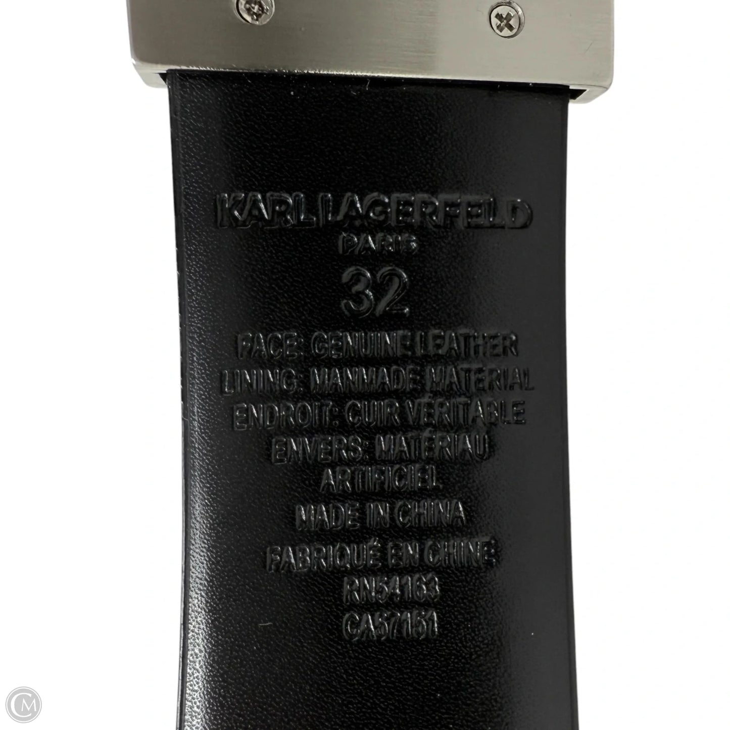 Reversible Leather Belt Designer By Karl Lagerfeld, Size: Large