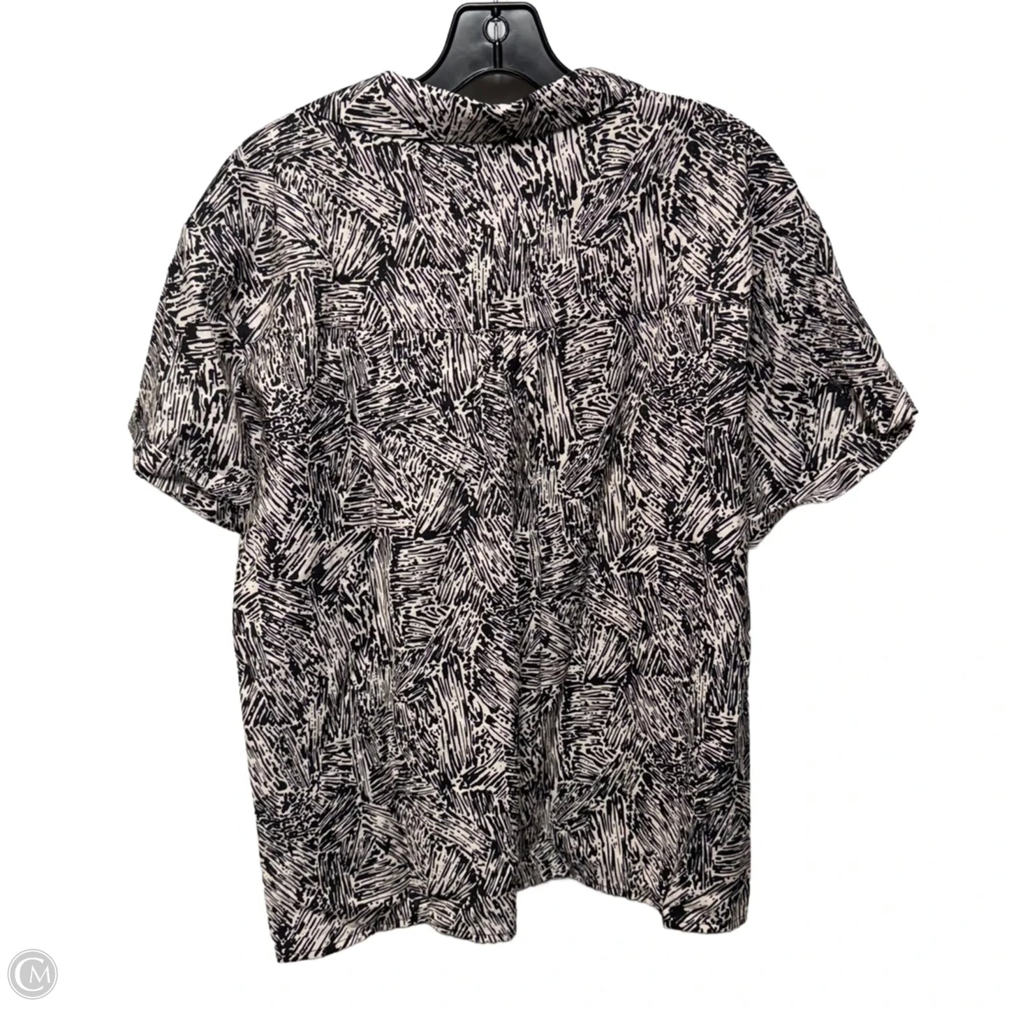 Collared Top Short Sleeve By Rino & Pelle In Black & Cream, Size: 12