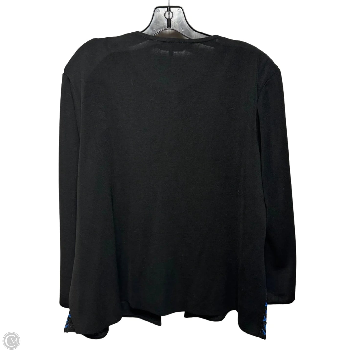 Lace Front Embroidered Crew Neck Knit Jacket By Ming Wang In Black & Blue, Size: XL