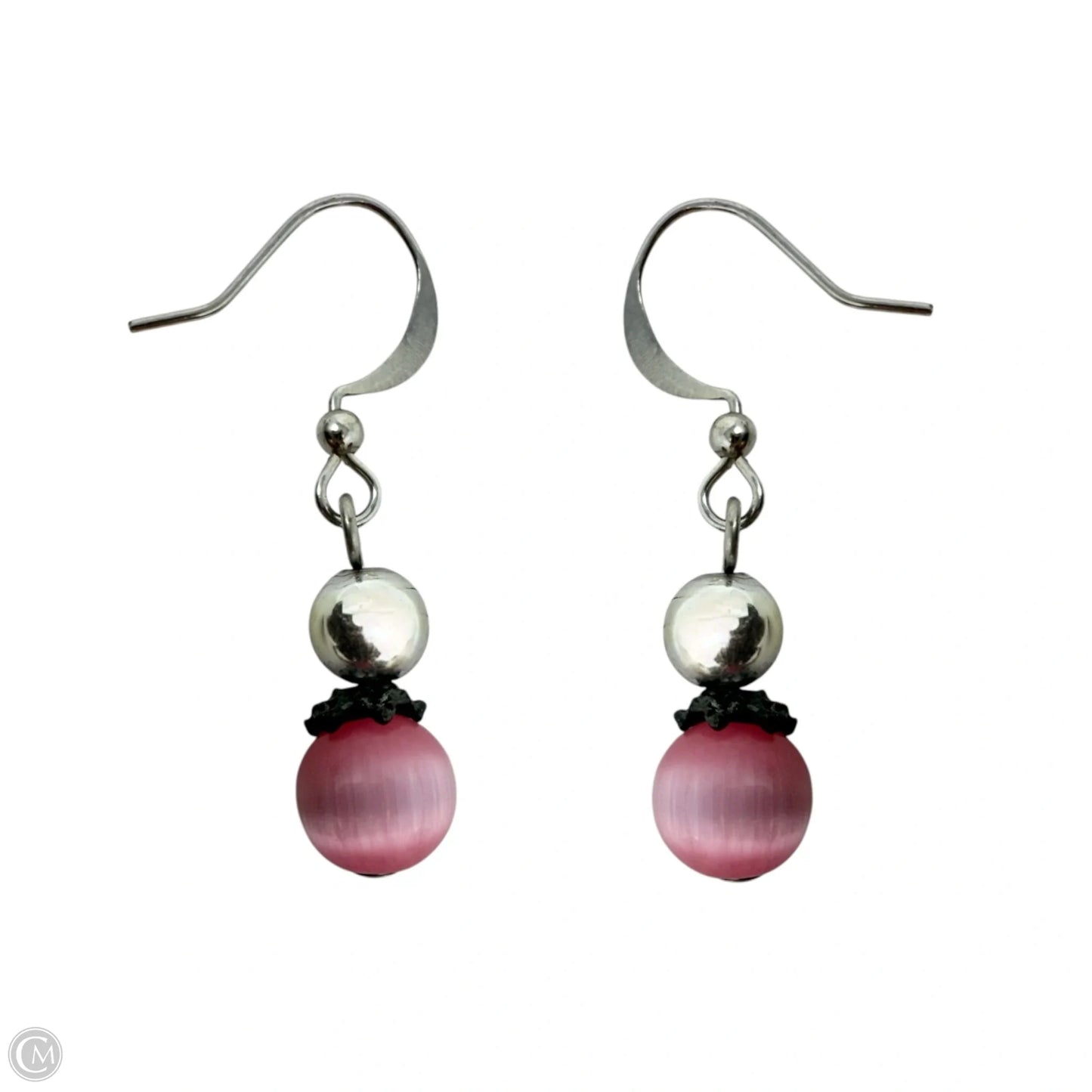 Pink Cats-eye Beaded Dangle Earrings