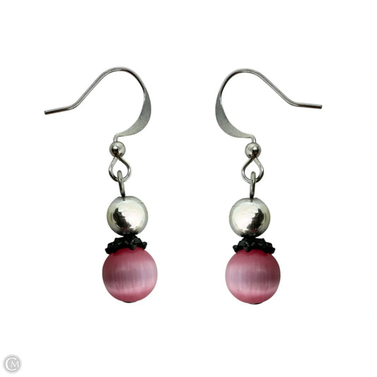 Pink Cats-eye Beaded Dangle Earrings