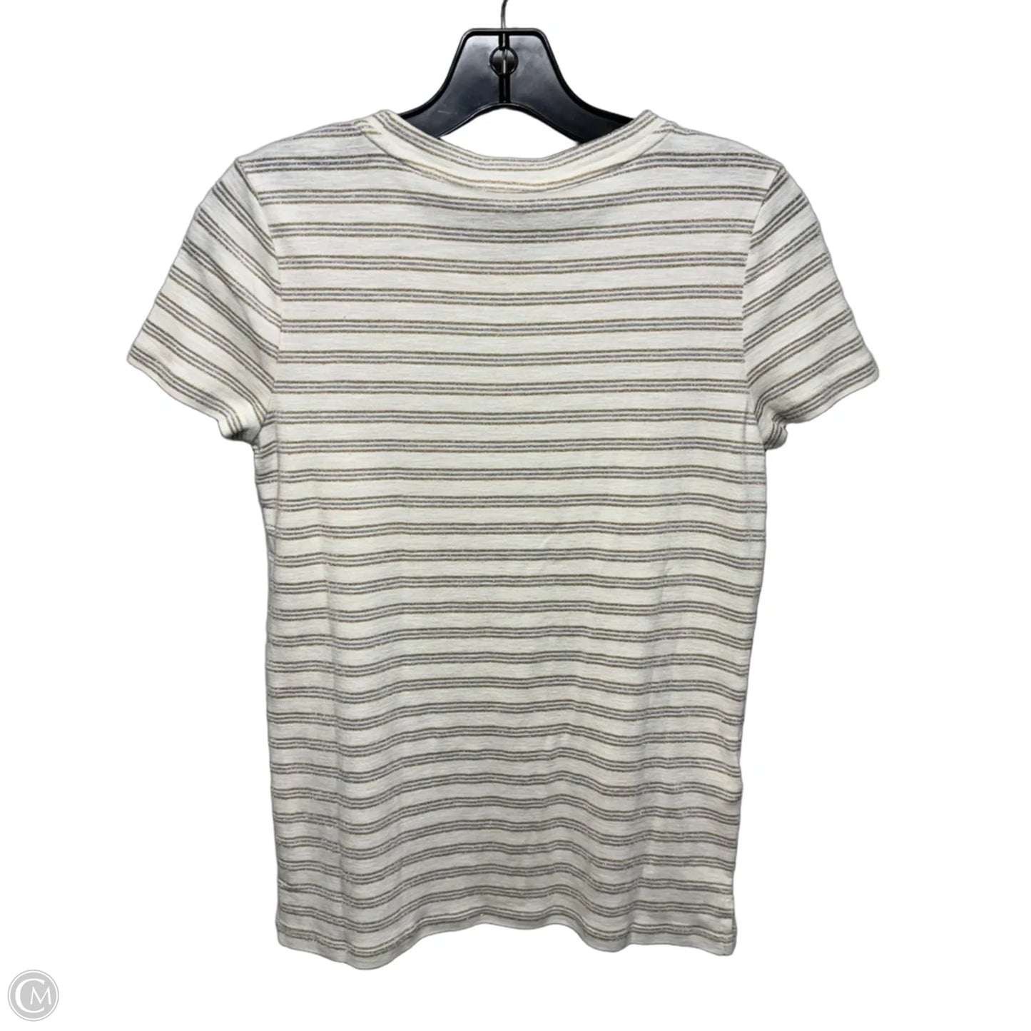 Ashby Isles Metallic Stripe Top Short Sleeve By Tommy Bahama In Coconut Striped Pattern, Size: Xs