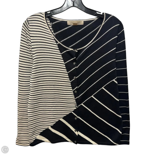 Vintage Silk Sweater Cardigan By Belford In Striped Pattern, Size: L