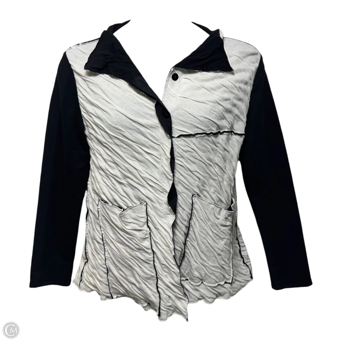 Textured Jacket By Kedziorek In Black & Cream, Size: 8 (EU 40)