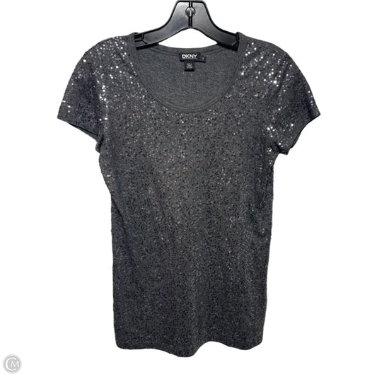 Sequin Top Short Sleeve By Dkny In Silver, Size: S
