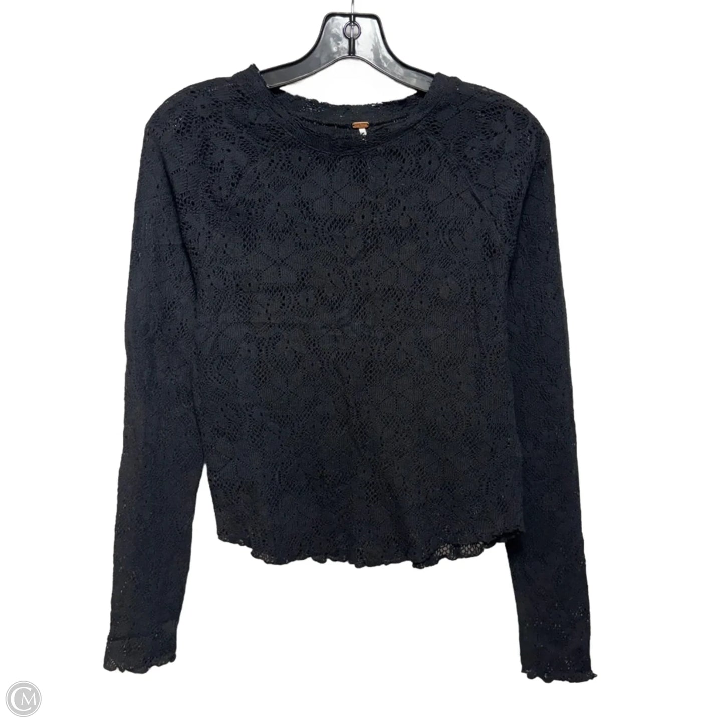 In The Meadow Long-Sleeve Crewneck Lace Top By Free People In Black, Size: M
