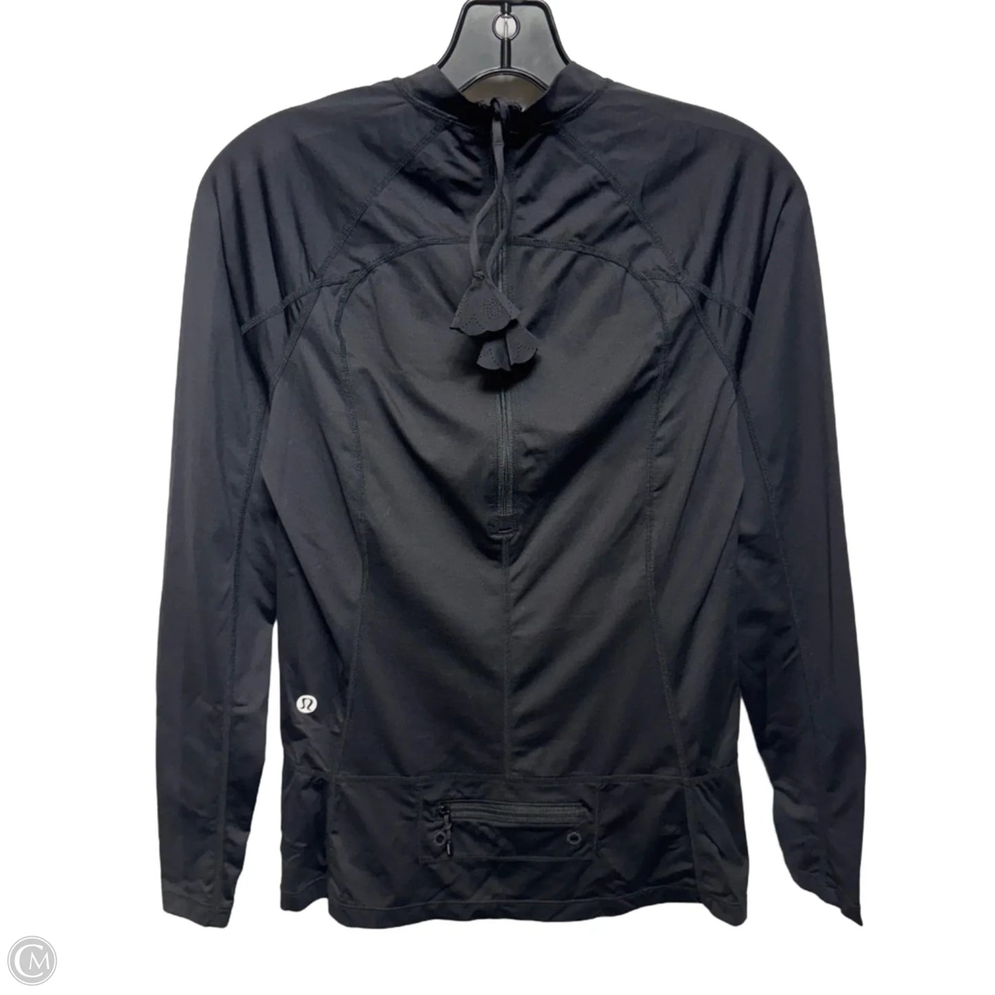 Athletic Top Long Sleeve Collar By Lululemon In Black, Size: 8