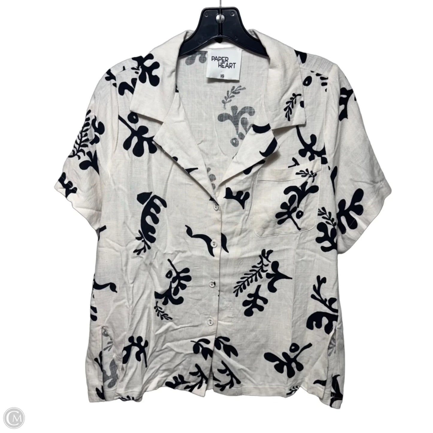 Banks Top Short Sleeve By Paper Heart In Black & Cream, Size: Xs