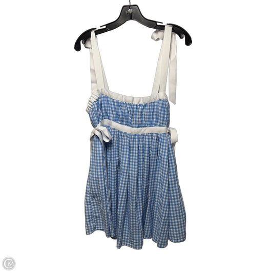 Georgie Gingham Babydoll Mini Dress By Kimichi Blue In Checkered Pattern, Size: L