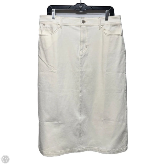 Skirt Midi By Talbots In Cream Denim, Size: 12