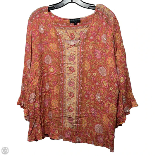 Top 3/4 Sleeve By Cynthia Rowley In Floral Print, Size: 2x