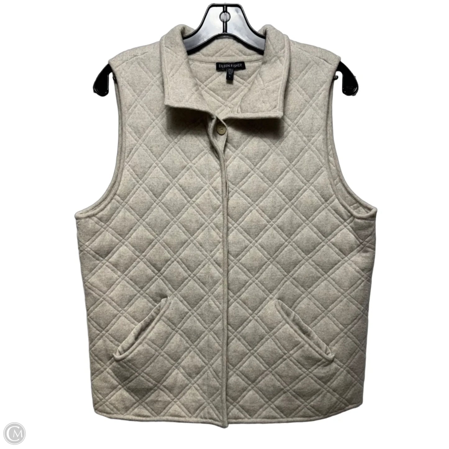 Vest Puffer & Quilted By Eileen Fisher In Cream, Size: L